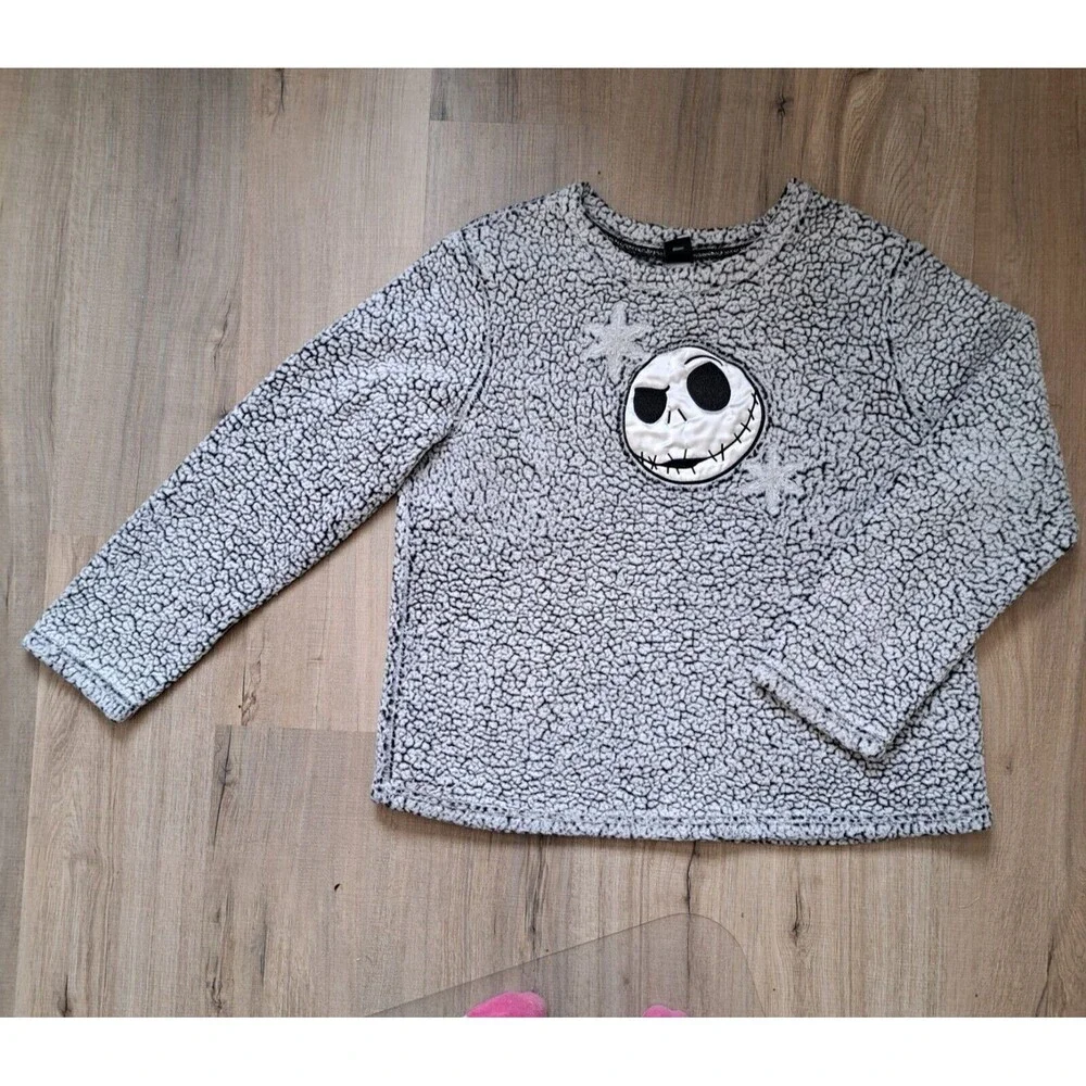 Nightmare before Christmas Gray Sweatshirt Size Youth Large Sleepwear Faux Fur